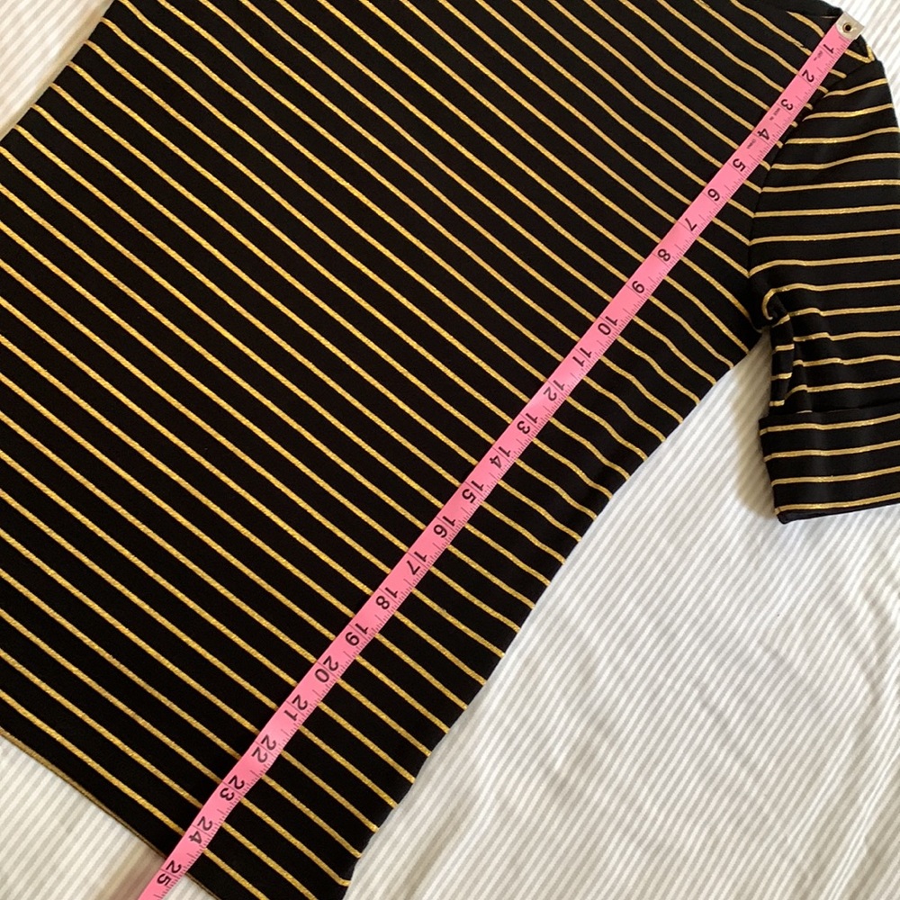 🖤Lauren Ralph Lauren Boat Neck Top Black w/ Gold Sparkling Stripes Cotton NEW🖤 - Picture 12 of 12